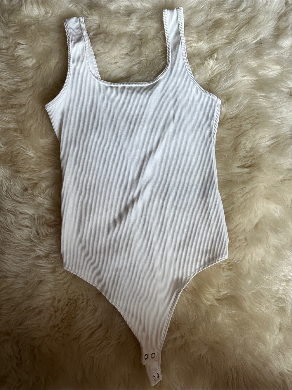 Abercrombie & Fitch White Ribbed Tank Bodysuit